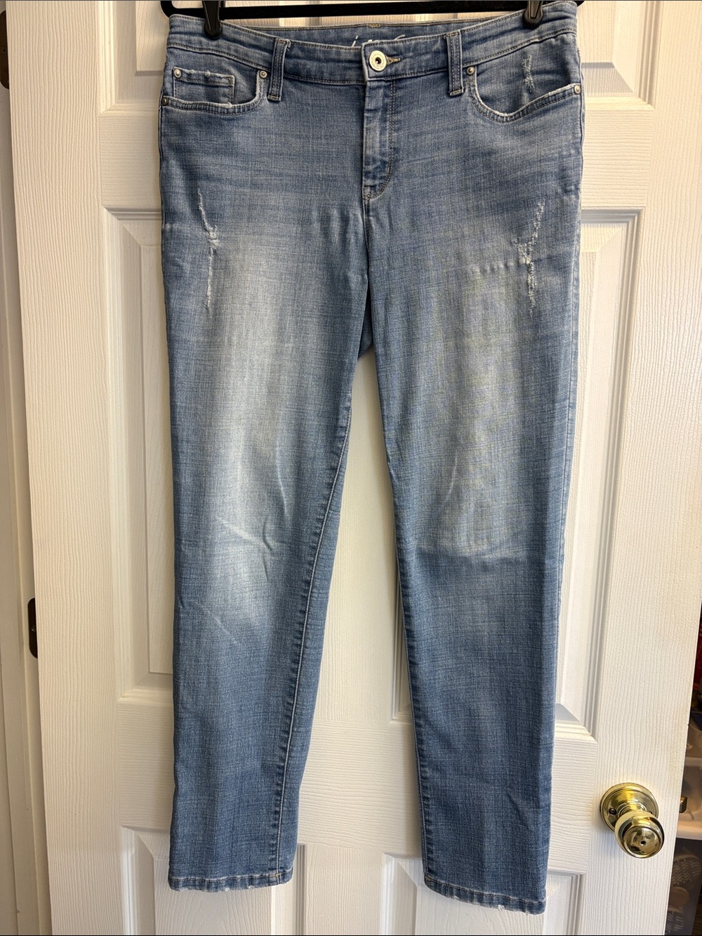 INC International Concepts Light Wash Distressed Skinny Jeans